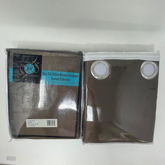 NEW Exclusive Fabrics Grommet Blackout Faux Silk Taffeta 2 Curtains - 50X84 - - Picture 2 of 6